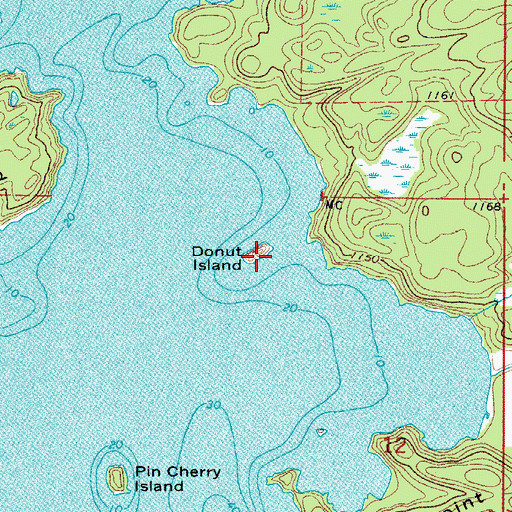 Topographic Map of Donut Island, MN