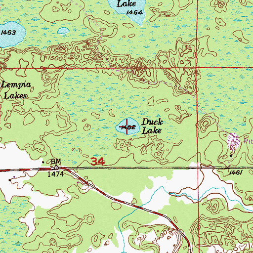 Topographic Map of Duck Lake, MN
