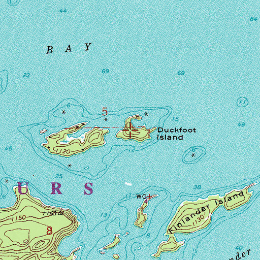Topographic Map of Duckfoot Island, MN
