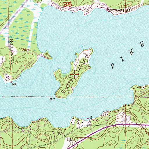 Topographic Map of Duffy Island, MN