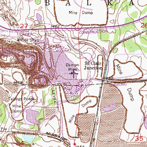 Topographic Map of Duncan Mine, MN