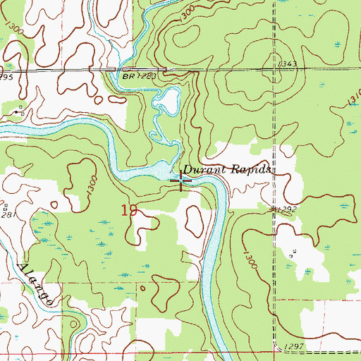 Topographic Map of Durant Rapids, MN