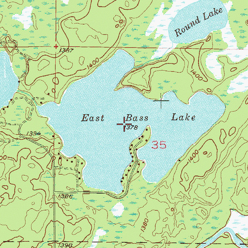 Topographic Map of East Bass Lake, MN