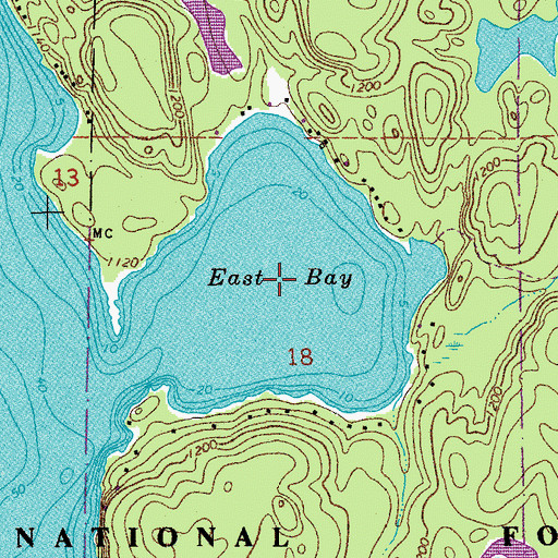 Topographic Map of East Bay, MN
