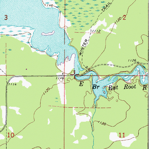 Topographic Map of East Branch Rat Root River, MN