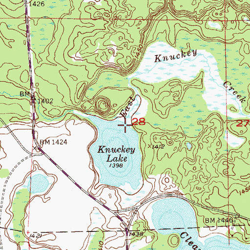 Topographic Map of East Knuckey Creek, MN