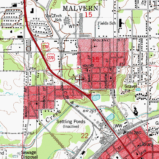 Topographic Map of Malvern Seventh Day Adventist Church, AR