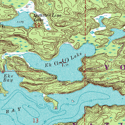Topographic Map of Ek (Leif) Lake, MN