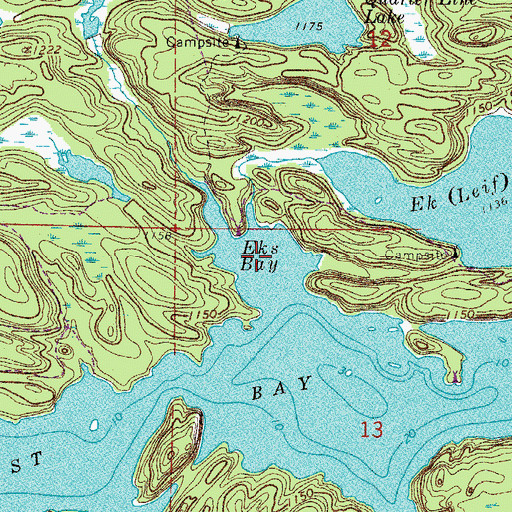 Topographic Map of Eks Bay, MN