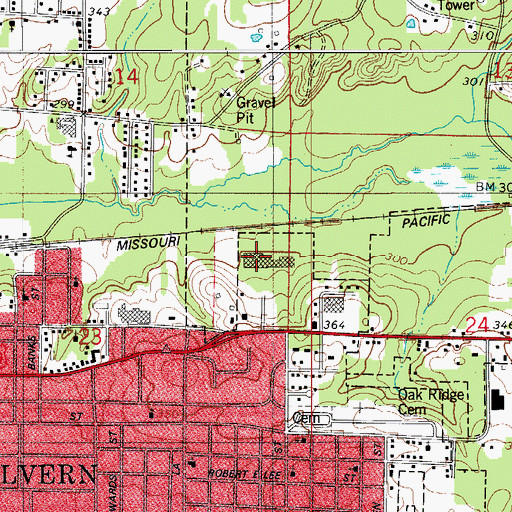 Topographic Map of Malvern Shopping Center, AR