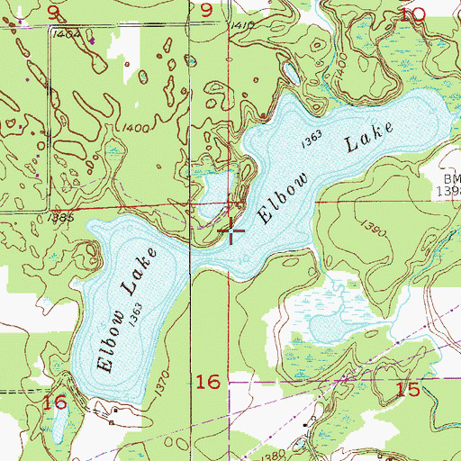 Topographic Map of Elbow Lake, MN