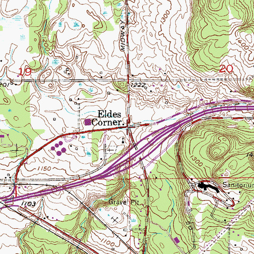 Topographic Map of Eldes Corner, MN