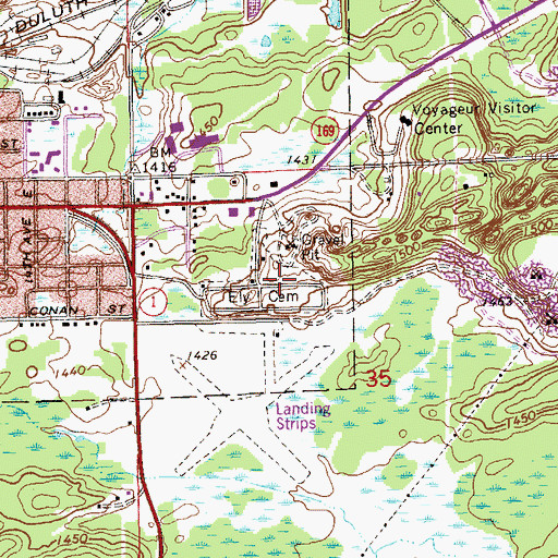 Topographic Map of Ely Cemetery, MN
