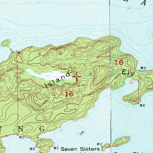 Topographic Map of Ely Island, MN