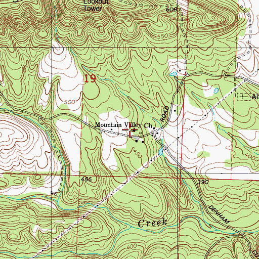 Topographic Map of Mountain Valley School (historical), AR
