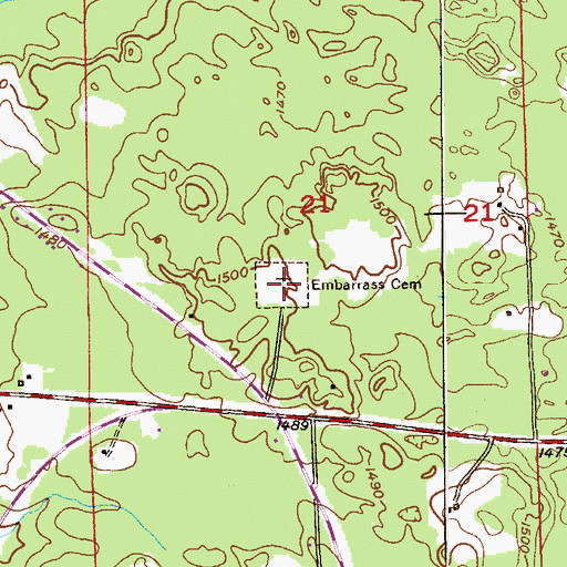 Topographic Map of Embarrass Cemetery, MN