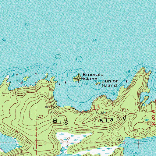 Topographic Map of Emerald Island, MN
