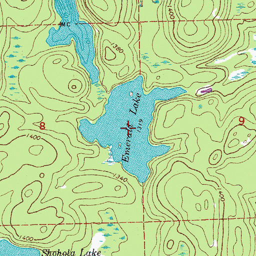 Topographic Map of Emerald Lake, MN