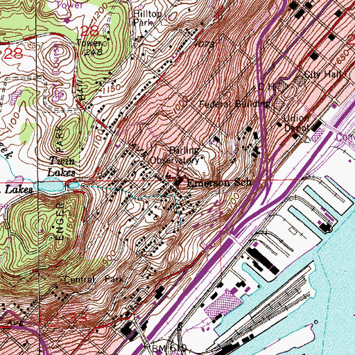 Topographic Map of Emerson School, MN