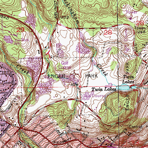 Topographic Map of Enger Park, MN