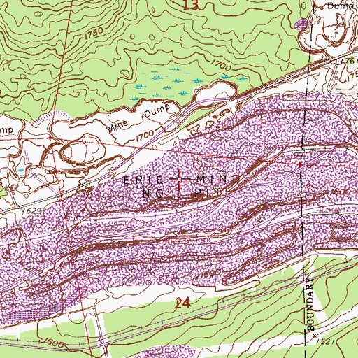 Topographic Map of Erie Mine Number One Pit, MN