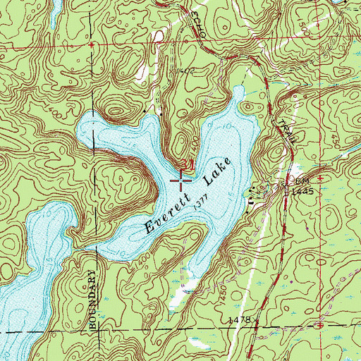 Topographic Map of Everett Lake, MN