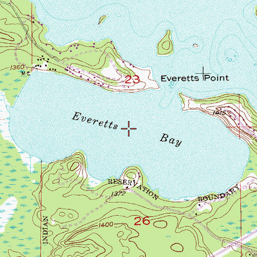 Topographic Map of Everetts Bay, MN