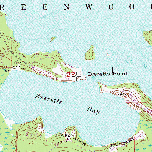 Topographic Map of Everetts Point, MN