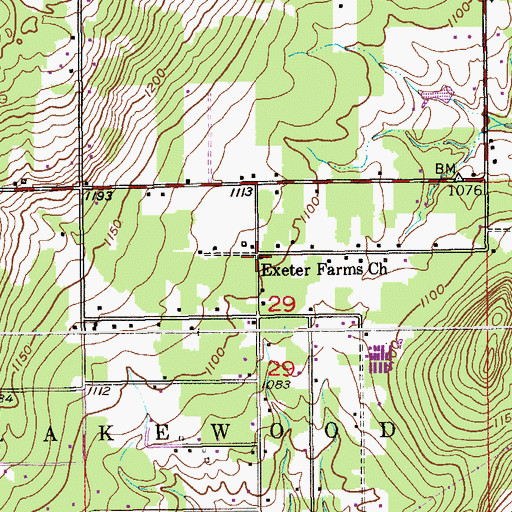 Topographic Map of Exeter Farms Church, MN