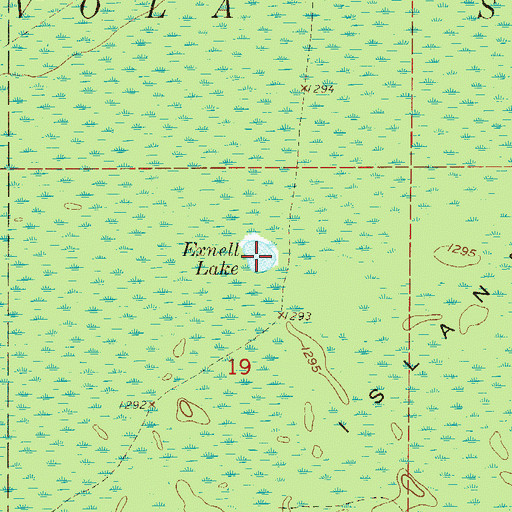 Topographic Map of Exnell Lake, MN