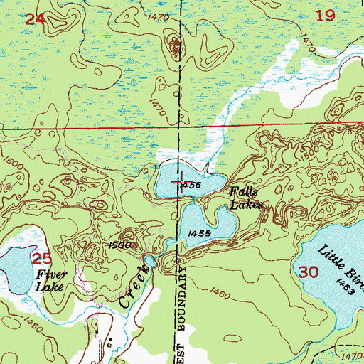 Topographic Map of Falls Lakes, MN