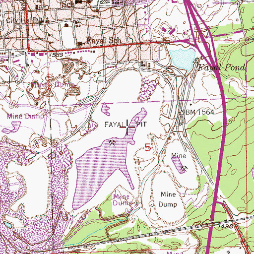 Topographic Map of Fayal Pit, MN
