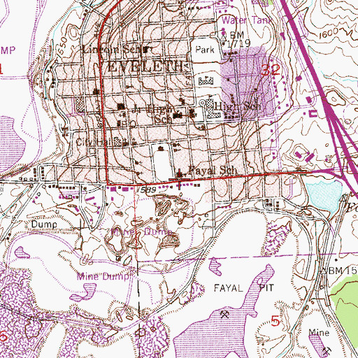 Topographic Map of Fayal School, MN