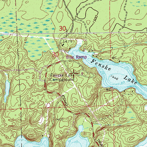 Topographic Map of Fenske Lake Campground, MN