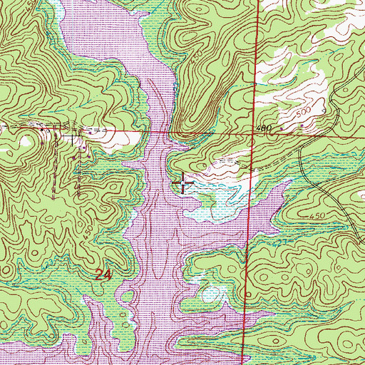 Topographic Map of Oak Bower Recreation Area, AR