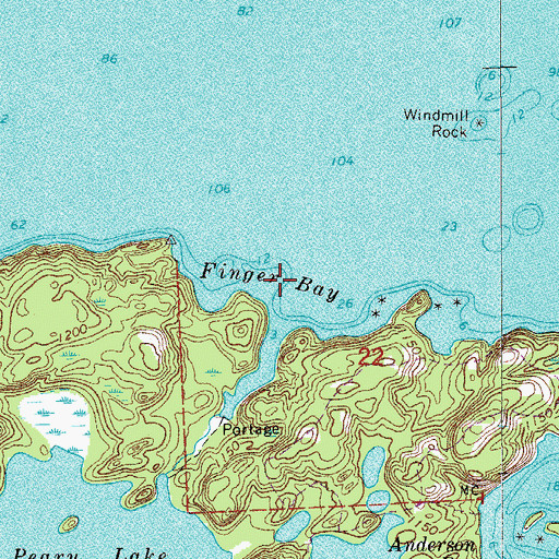Topographic Map of Finger Bay, MN