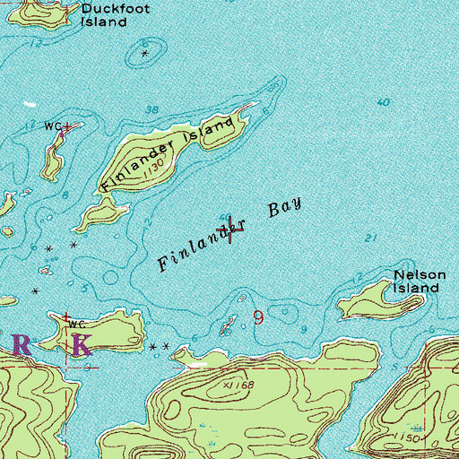 Topographic Map of Finlander Bay, MN