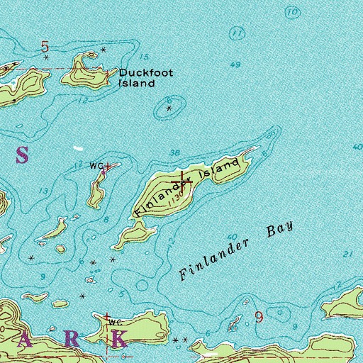 Topographic Map of Finlander Island, MN