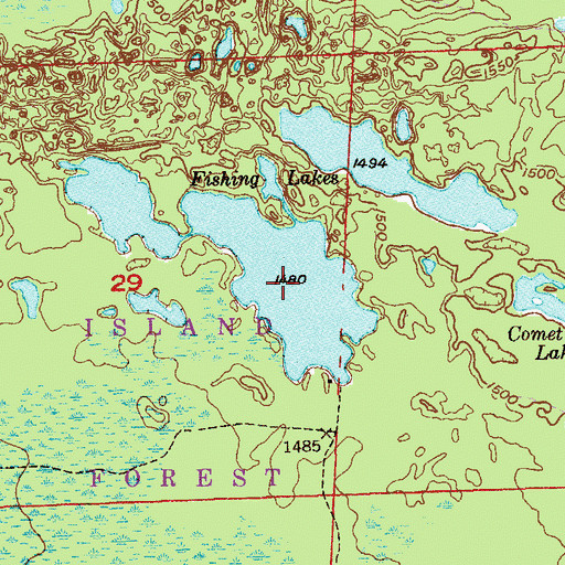 Topographic Map of Fishing Lakes, MN