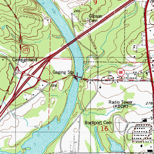 Topographic Map of Old Rockport Bridge, AR