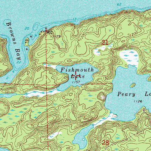 Topographic Map of Fishmouth Lake, MN