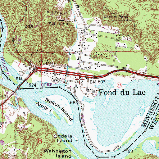 Topographic Map of Fond du Lac, MN
