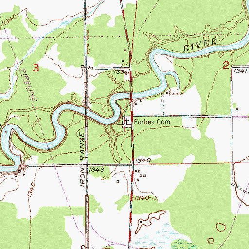 Topographic Map of Forbes Cemetery, MN