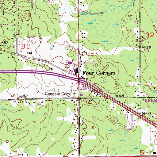 Topographic Map of Four Corners, MN