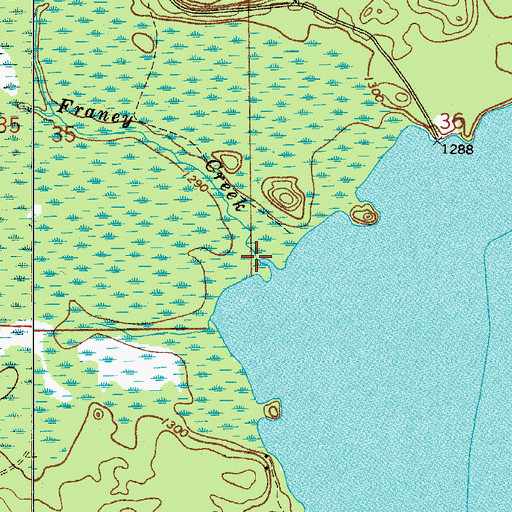 Topographic Map of Franey Creek, MN