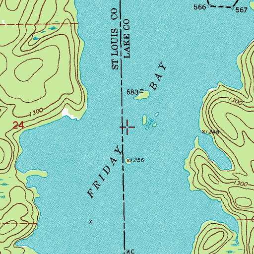 Topographic Map of Friday Bay, MN