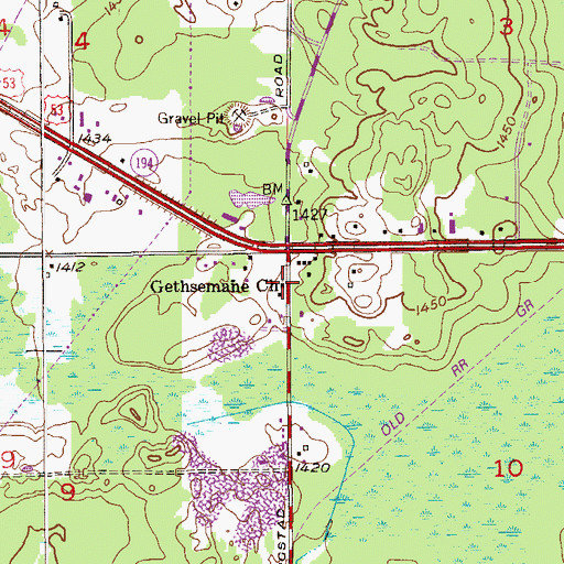 Topographic Map of Gethsemane Church, MN