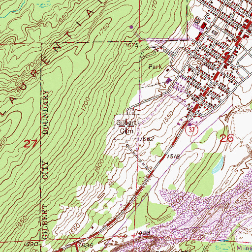 Topographic Map of Gilbert Cemetery, MN