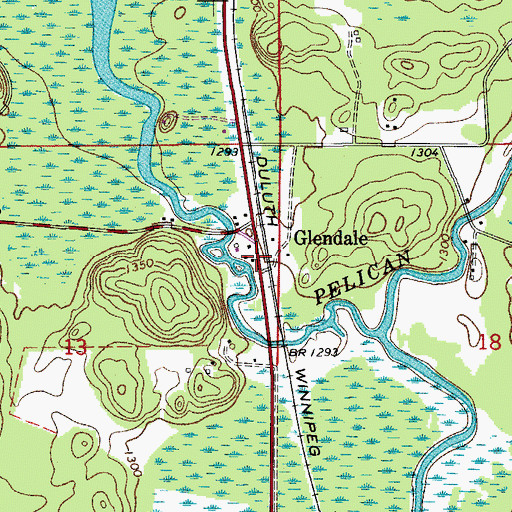 Topographic Map of Glendale, MN