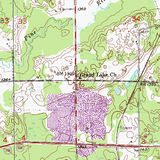 Topographic Map of Grand Lake Church, MN